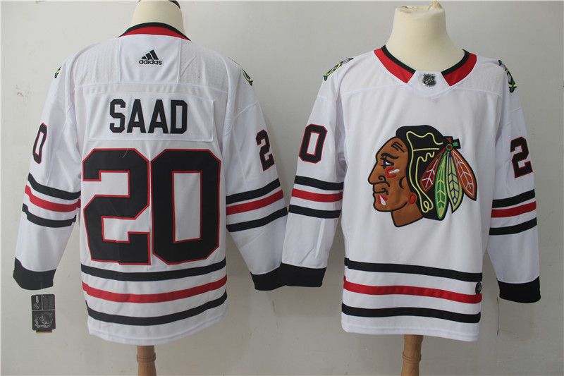 Men Chicago Blackhawks #20 Saad White  Adidas Hockey Stitched NHL Jerseys->montreal canadiens->NHL Jersey